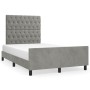 Bed frame with light gray velvet headboard 120x190 cm by vidaXL, Beds and slatted bases - Ref: Foro24-3270596, Price: 186,99 ...