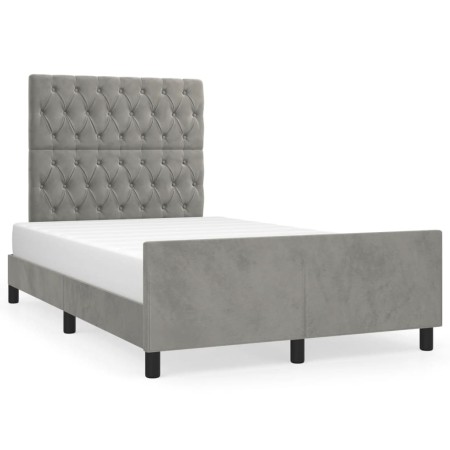 Estructura cama con cabecero terciopelo gris claro 120x190 cm de vidaXL, Camas y somieres - Ref: Foro24-3270596, Precio: 186,...