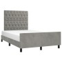 Bed frame with light gray velvet headboard 120x190 cm by vidaXL, Beds and slatted bases - Ref: Foro24-3270596, Price: 186,99 ...