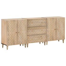 Aparador 3 piezas madera maciza de mango 60x33x75 cm de vidaXL, Aparadores - Ref: Foro24-3206308, Precio: 403,99 €, Descuento: %