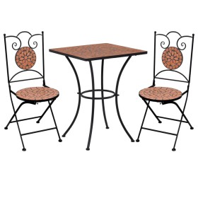 3-teiliger Bistrotisch und Stühle mit Terrakotta-Keramikmosaik von vidaXL, Gartensets - Ref: Foro24-279412, Preis: 232,76 €, ...