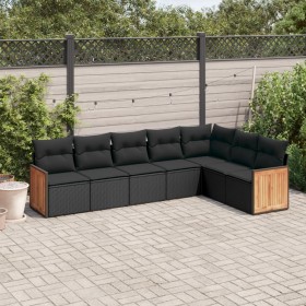 7-teiliges Garten-Esszimmerset und Kissen synthetisches Rattan schwarz von vidaXL, Gartensets - Ref: Foro24-3227707, Preis: 4...