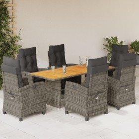 Set comedor jardín 7 pzas y cojines ratán sintético gris de vidaXL, Conjuntos de jardín - Ref: Foro24-3212710, Precio: 1,00 €...