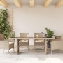 Garden table with glass surface, beige PE rattan, 190x80x74 cm. by vidaXL, Garden tables - Ref: Foro24-365307, Price: 182,11 ...