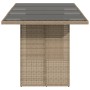 Garden table with glass surface, beige PE rattan, 190x80x74 cm. by vidaXL, Garden tables - Ref: Foro24-365307, Price: 182,11 ...