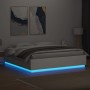 White engineered wood bed frame and LED lights 200x200 cm by vidaXL, Beds and slatted bases - Ref: Foro24-3209583, Price: 203...