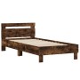 Cama con cabecero madera de ingeniería roble ahumado 100x200 cm de vidaXL, Camas y somieres - Ref: Foro24-838530, Precio: 87,...