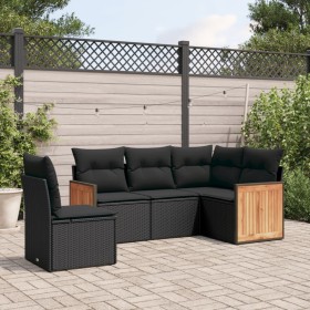 5-piece garden furniture set with black synthetic rattan cushions by vidaXL, Garden sets - Ref: Foro24-3260053, Price: 353,99...