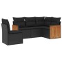 Set de muebles de jardín 5 pzas y cojines ratán sintético negro de vidaXL, Conjuntos de jardín - Ref: Foro24-3260053, Precio:...