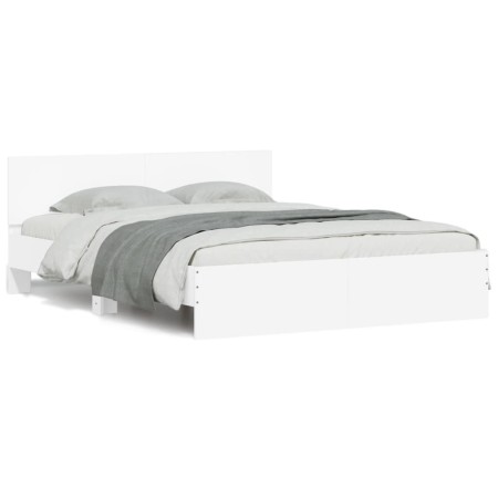 Estructura de cama con cabecero y luces LED blanco 150x200 cm de vidaXL, Camas y somieres - Ref: Foro24-3207602, Precio: 181,...