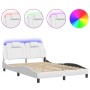 Bed frame with LED lights white synthetic leather 120x200 cm by vidaXL, Beds and slatted bases - Ref: Foro24-3214009, Price: ...