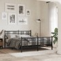 Black metal headboard and footboard bed frame 150x200 cm by vidaXL, Beds and slatted bases - Ref: Foro24-376344, Price: 128,9...