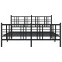 Black metal headboard and footboard bed frame 150x200 cm by vidaXL, Beds and slatted bases - Ref: Foro24-376344, Price: 128,9...