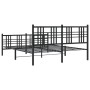 Black metal headboard and footboard bed frame 150x200 cm by vidaXL, Beds and slatted bases - Ref: Foro24-376344, Price: 128,9...