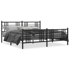 Black metal headboard and footboard bed frame 180x200 cm by vidaXL, Beds and slatted bases - Ref: Foro24-376346, Price: 136,2...