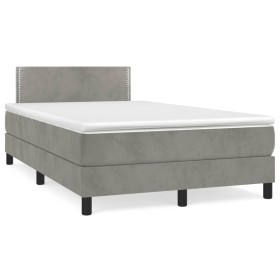 Box spring bed with light gray velvet mattress 120x190 cm by vidaXL, Beds and slatted bases - Ref: Foro24-3269831, Price: 385...