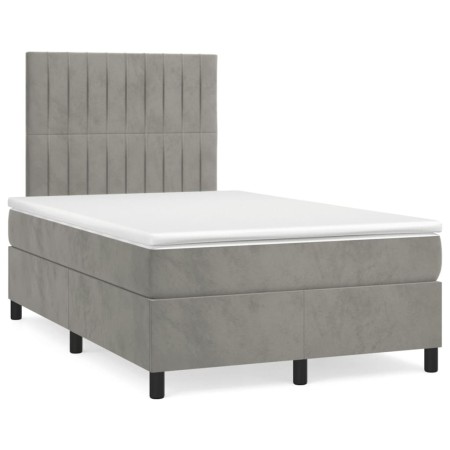 Boxspringbett mit hellgrauer Samtmatratze 120x190 cm von vidaXL, Betten und Lattenroste - Ref: Foro24-3270007, Preis: 407,65 ...