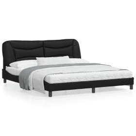 Bed frame with headboard black synthetic leather 180x200cm by vidaXL, Beds and slatted bases - Ref: Foro24-3208262, Price: 24...