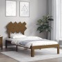 Honey brown solid wood bed frame with headboard by vidaXL, Beds and slatted bases - Ref: Foro24-3193694, Price: 116,99 €, Dis...