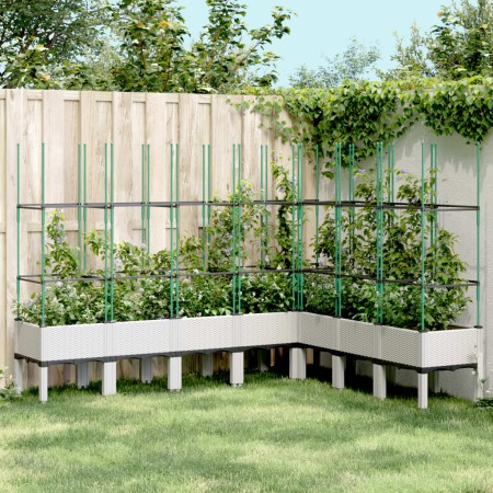 Planter with white PP trellis 200x160x142.5 cm by vidaXL, Pots and planters - Ref: Foro24-367974, Price: 163,01 €, Discount: %