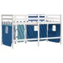 Cama alta para niños con cortinas madera pino azul 90x200 cm de vidaXL, Camas y somieres - Ref: Foro24-3283821, Precio: 184,8...