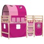 High bed for children with pink pine wood tunnel 80x200 cm by vidaXL, Beds and slatted bases - Ref: Foro24-3283837, Price: 17...