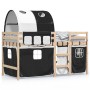 Children's high bed with black white pine wood tunnel 80x200 cm by vidaXL, Beds and slatted bases - Ref: Foro24-3283835, Pric...