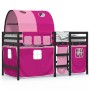 Cama alta para niños con túnel madera pino rosa 90x190 cm de vidaXL, Camas y somieres - Ref: Foro24-3283861, Precio: 204,07 €...