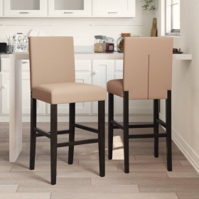 2 high stools made of solid rubber wood and synthetic leather by vidaXL, Kitchen stools - Ref: Foro24-4006186, Price: 113,79 ...