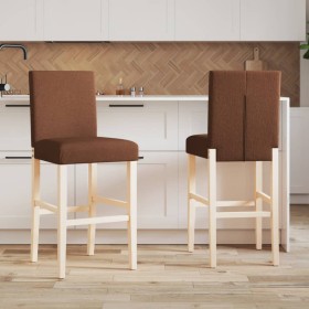 High stools 2 units solid rubber wood and fabric by vidaXL, Kitchen stools - Ref: Foro24-4006192, Price: 128,99 €, Discount: %