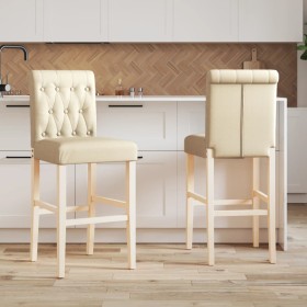 High stools 2 units solid rubber wood and fabric by vidaXL, Kitchen stools - Ref: Foro24-4006216, Price: 137,90 €, Discount: %