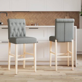 High stools 2 units solid rubber wood and fabric by vidaXL, Kitchen stools - Ref: Foro24-4006214, Price: 118,14 €, Discount: %