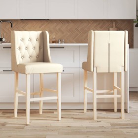 High stools 2 units solid rubber wood and fabric by vidaXL, Kitchen stools - Ref: Foro24-4006223, Price: 127,99 €, Discount: %