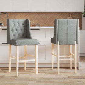 High stools 2 units solid rubber wood and fabric by vidaXL, Kitchen stools - Ref: Foro24-4006221, Price: 127,23 €, Discount: %