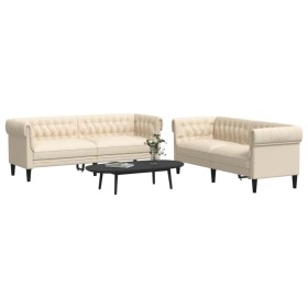 2-piece cream-colored fabric sofa set by vidaXL, Sofas - Ref: Foro24-3209207, Price: 599,75 €, Discount: %