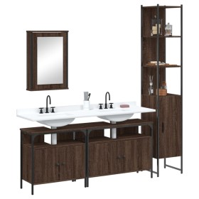 Set de muebles baño 4 pzas madera contrachapada roble marrón de vidaXL, Muebles de baño - Ref: Foro24-3214809, Precio: 222,36...