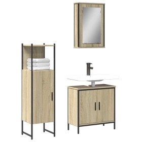 3-piece bathroom furniture set made of Sonoma oak plywood. by vidaXL, Bathroom furniture - Ref: Foro24-3214821, Price: 191,48...