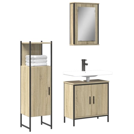 3-piece bathroom furniture set made of Sonoma oak plywood. by vidaXL, Bathroom furniture - Ref: Foro24-3214821, Price: 191,48...