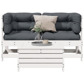 3-piece garden furniture set with white pine wood cushions by vidaXL, Garden sets - Ref: Foro24-3250757, Price: 336,99 €, Dis...