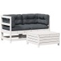 3-piece garden furniture set with white pine wood cushions by vidaXL, Garden sets - Ref: Foro24-3250757, Price: 336,59 €, Dis...