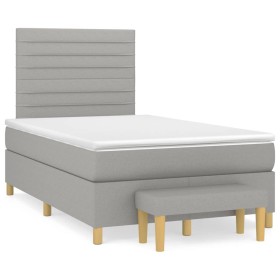 Box spring bed with light gray fabric mattress 120x190 cm by vidaXL, Beds and slatted bases - Ref: Foro24-3270411, Price: 439...