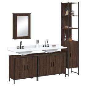 Set de muebles baño 4 pzas madera contrachapada roble marrón de vidaXL, Muebles de baño - Ref: Foro24-3214814, Precio: 232,76...