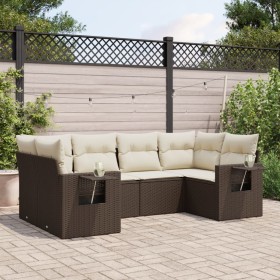 Set of 6 garden sofas and brown synthetic rattan cushions. by vidaXL, Garden sets - Ref: Foro24-3220582, Price: 419,99 €, Dis...