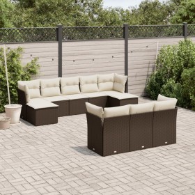 Garden sofa set 10 pieces and brown synthetic rattan cushions by vidaXL, Garden sets - Ref: Foro24-3218333, Price: 638,18 €, ...