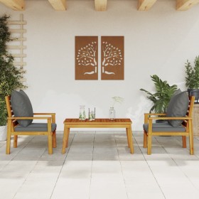 Set de muebles para jardín 3 piezas con cojines madera acacia de vidaXL, Conjuntos de jardín - Ref: Foro24-3211808, Precio: 2...