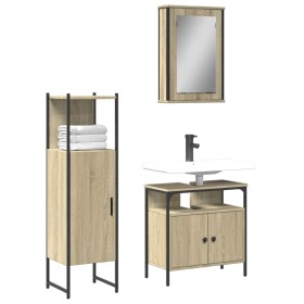 3-piece bathroom furniture set made of Sonoma oak plywood. by vidaXL, Bathroom furniture - Ref: Foro24-3214816, Price: 194,76...