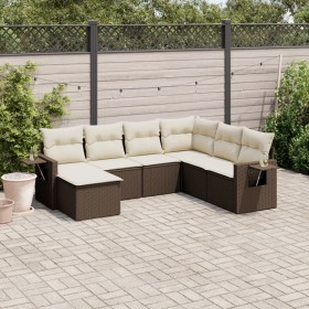 7-piece garden sofa set with brown PE rattan cushions by vidaXL, Garden sets - Ref: Foro24-3220502, Price: 477,99 €, Discount: %