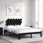 Double bed frame with black solid wood headboard by vidaXL, Beds and slatted bases - Ref: Foro24-3193705, Price: 148,75 €, Di...