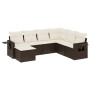 7-piece garden sofa set with brown PE rattan cushions by vidaXL, Garden sets - Ref: Foro24-3220502, Price: 478,42 €, Discount: %