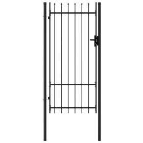 Black steel fence panel with a gate and spikes, 1x2 meters. by vidaXL, garden gates - Ref: Foro24-145746, Price: 209,34 €, Di...